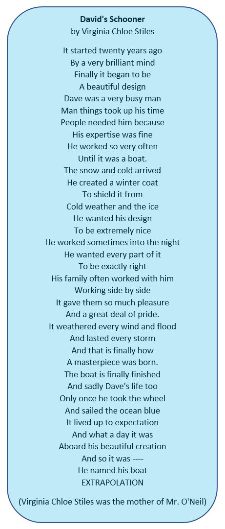 Davids Schooner Poem